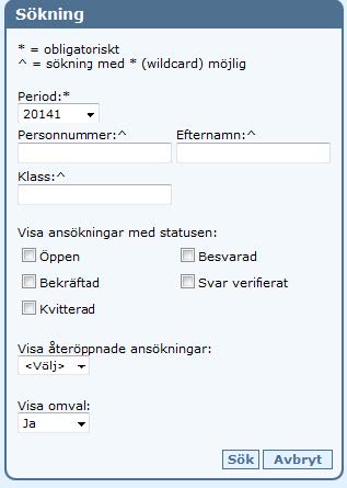 Steg 1 för att visa elever som gjort omval i Dexter